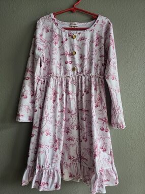 🍒🎀 NWT Clover Cottage Cherry Toile Dress | Size 7/8 🎀🍒